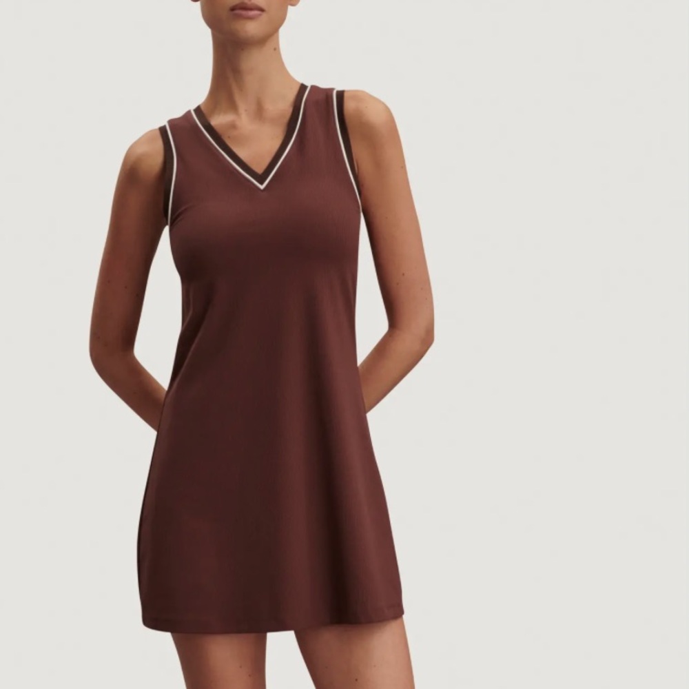 Varley Kalani V-Neck Minidress brown stone, SMALL